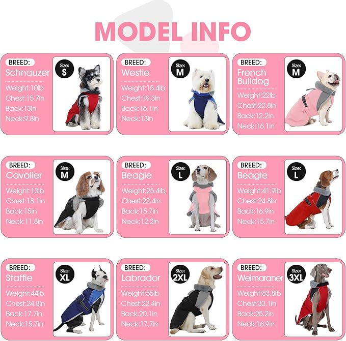 Nanaki Warm Fleece Lined Furry Collar Winter Coats Jackets Vests for Dogs, Waterproof Reflective Dog Snowsuit with Leash Hole Outdoor Walking Hunting, Easy On Pullover Medium Dog Puppy Coat Pink XL