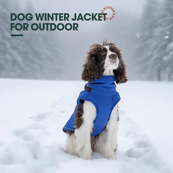 Kuoser XXL Dog Jacket Waterproof | ·Ripstop Fabric·Heavy Duty Zipper·Chest Guard·Alaskan·No Lifting Needed