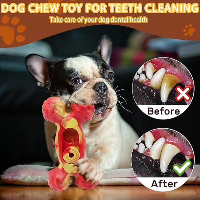Magicorange Dog Chew Toys for Aggressive Chewers, 1 Pack Indestructible Toy for Medium/Large Breed, Nylon Dog Toys to Keep Them Busy,Bacon Flavor (Orange)