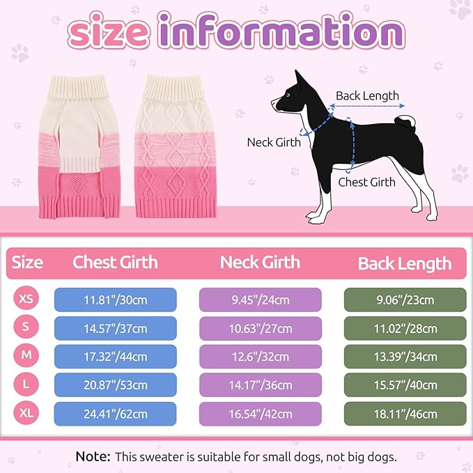 ASENKU Warm Dog Sweater for Small Medium Dogs,Pet Sweaters for Fall Winter Dog Clothing,Thicked Pullover Puppy Cat Turtleneck Sweater for Doggie Chihuahua Clothing