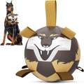 QDAN Wolf Dog Toys Balls with Straps - Durable Dog Balls for Large Dogs, Beach Pool Dog Water Toy, Dog Tug Toys for Tug of War, Puppy Dog Birthday Gifts (8 Inch)