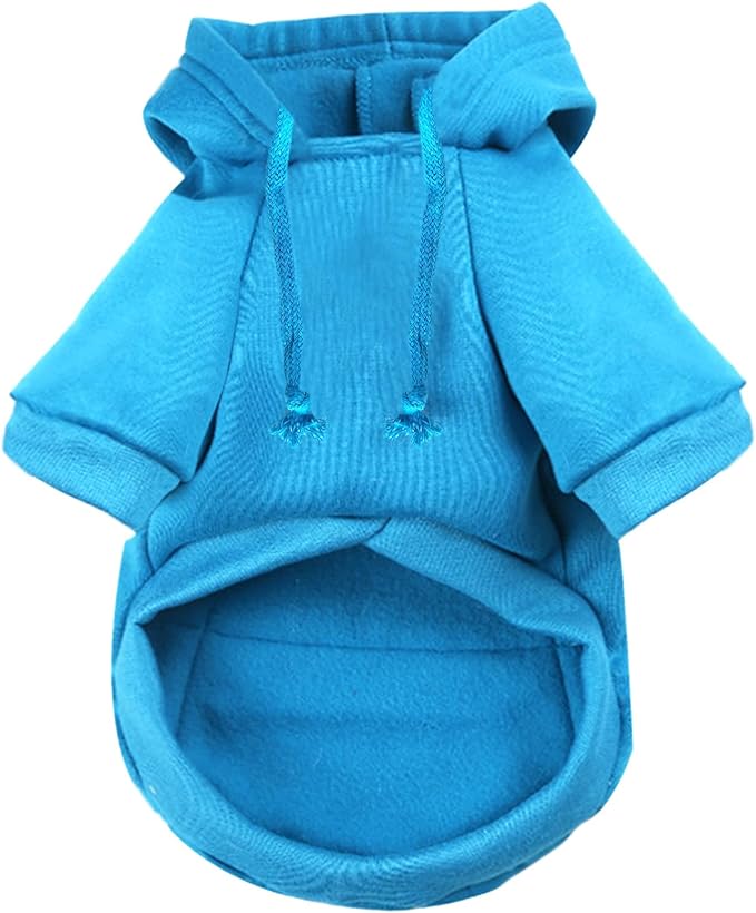 Jecikelon Winter Dog Hoodie Sweatshirts with Pockets Warm Clothes for Small Dogs Chihuahua Coat Puppy Custume Clothing (Large, Y02-Blue)