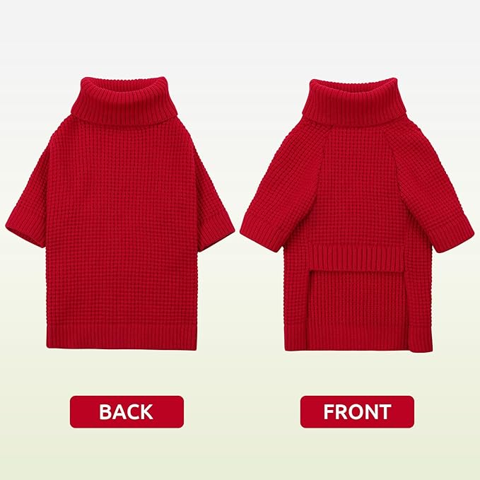 Queenmore Dog Sweater Large Breeds, Dog Christmas Sweater, Turtleneck Knitted Pullover Xmas Doggie Clothes Sweatshirt, Long Sleeve Warm Pet Sweaters, XL Pet Sweater, Red XL