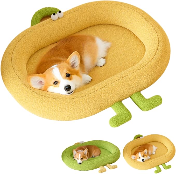 Cat Bed,for Indoor Outdoor Dog Beds & Furniture,Couch,Calming, Round,Fluffy, Cooling,Squish Mallow,Chew Proof,Waterproof,Non-Slip Bottom,Calming Dog Bed,Yellow(Yellow, M)