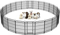 Square Steel Pipe Dog Fence Outdoor 24 Piece Panels 40" Height Anti-Rust Heavy Duty Dog Playpen with Doors Portable for Yard RV Camping, Total 54FT, 227 Sq.ft, Snowy Black