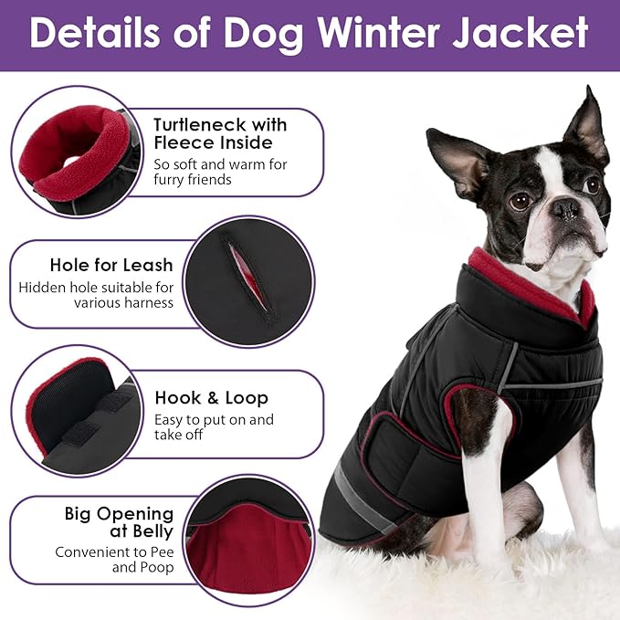 SUNFURA Dog Coat, XXL Dog Winter Jacket, Warm Snow Jacket for Extra Large Dogs, Thick Fleece Sweater Coats for Weimaraner, Labrador, Golden Retriever, Black XX-Large