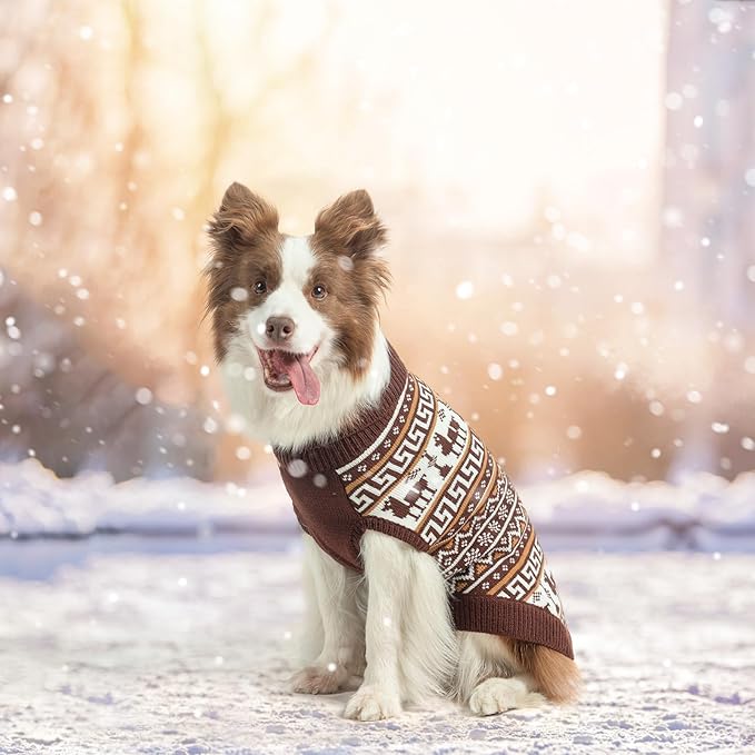 SCENEREAL Turtleneck Dog Sweater for Small Medium Large Dogs Girls Boys, Knit Pet Pullover Puppy Clothes Cold Weather Coats, Holiday Outfits Sweatshirt for Christmas, Khaki L