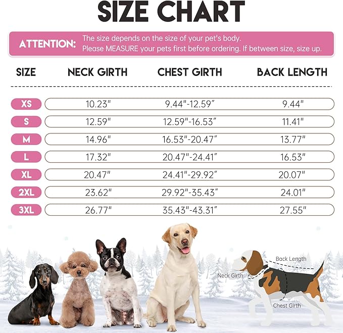BRKURLEG Dog Winter Jacket, Warm Dog Winter Coats for Small and Medium Large Dogs, Reflective Adjustable Pet Cold Weather Coats, Waterproof Dogs Snow Jacket Clothes Fleece Vest XXL, Rose Red