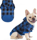 KOOLTAIL Plaid Dog Hoodie Pet Clothes Sweater with Hat and Pocket for Small Medium Large Size Dogs, Soft Winter Warm Dog Cold Weather Coat, Fleece Fall Dog Hooded Sweatshirt for Puppy Cats, Blue SM