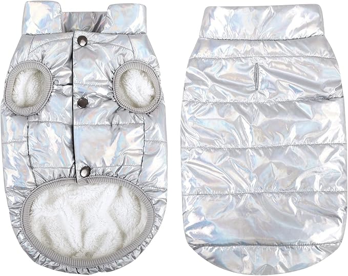 ASENKU Dog Winter Coat - Waterproof Windproof Dog Jacket, Warm Snowproof Doggie Puffer Vest for Cold Weather, Lightweight Snow Coats for Small Medium Large Dogs (Silver, S)
