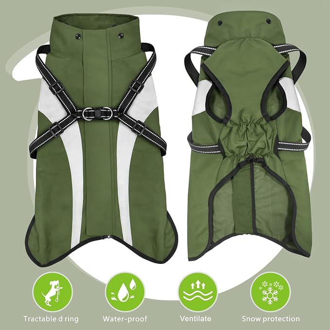 Mosucoirl Dog Raincoat Waterproof Raincoats for Dog Reflective Dogs Rain Jackets with Hood Hoodie Pet Rain Poncho Coat for Small Medium Large Dogs Puppies S-XXL (Green, XL)