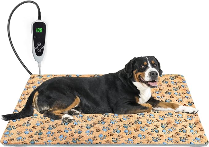 Extra Large Dog Heating Pad 47×30 in Waterproof PVC Large Heating Pad for Dogs，Smart Thermostat Heated Dog House，Reinforced Interface + Wire Rope Whelping Box for Dogs