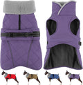 Dog Coat, Waterproof Dog Winter Jacket with Adjustable Buckle, Reflective Turtleneck Pet Snow Vest Warm Fleece Sweater for Small Medium Large Dogs - Purple, L