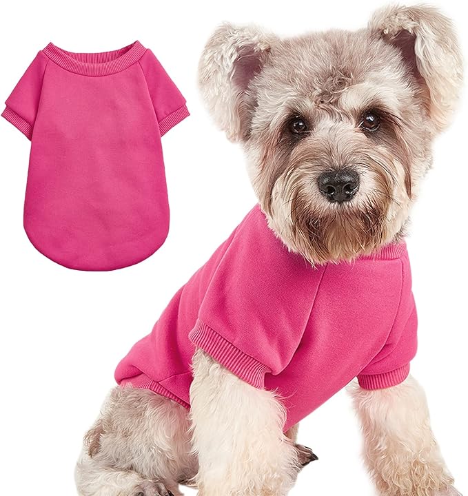 Puppy Sweater for Small Dogs Clothes Warm Winter Cat Clothe Pet Sweatshirt Knitwear Doggie Kitten Clothing, Rose, Small