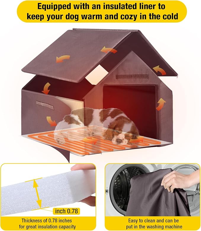 Dog House Outdoor, Chew-Proof Metal Frame Dog Kennel Shelter for Large Breeds,Weatherproof (Brown-H, Extra Large)