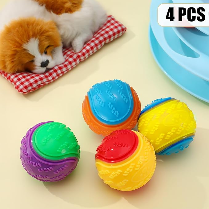 Dog Balls, 4-Pack Squeaky Dog Ball, Large and Medium Sized Dogs, Interactive Dog Toys for Play Exercise and Training 2.5 Inch Easy Catching Dog Toys