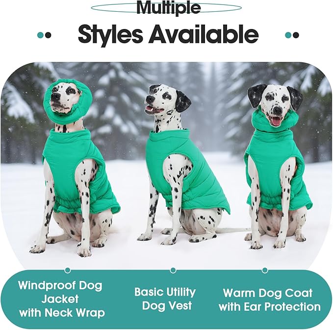 Dog Coats for Small Dogs, Warm Dog Puffer Vest for Winter Waterproof, Lightweight Down Pet Coats with Zipper & Neck Wrap, Warm Jacket for Dachshund, West Highland White Terrier, Green S