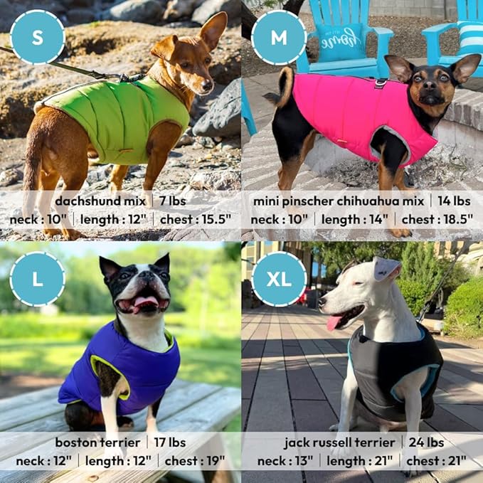 Gooby Padded Vest Dog Jacket - Solid Turquoise, X-Small - Warm Zip Up Vest Fleece Jacket with Dual D Ring Leash Water Resistant for Small to Medium Dogs