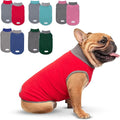cyeollo 2 Pack Dog Fleece Sweater Stretchy Sweatshirt Vest with Reflective Stripe Pullover Jacket Lightweight Pet Dog Clothes for Small Dogs Grey & Red