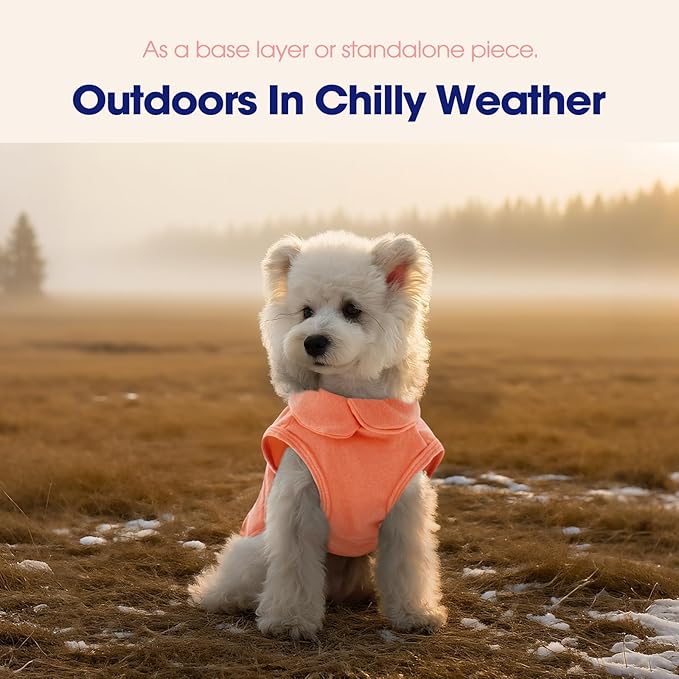 FUAMEY Dog Fleece Vest for Small Dogs,Warm Stretchy Dog Sweatshirts Pullover with Leash Hole Dogs Sweater Soft Pet Turtleneck Cozy Pet Vest Lightweight Sleeveless Orange S