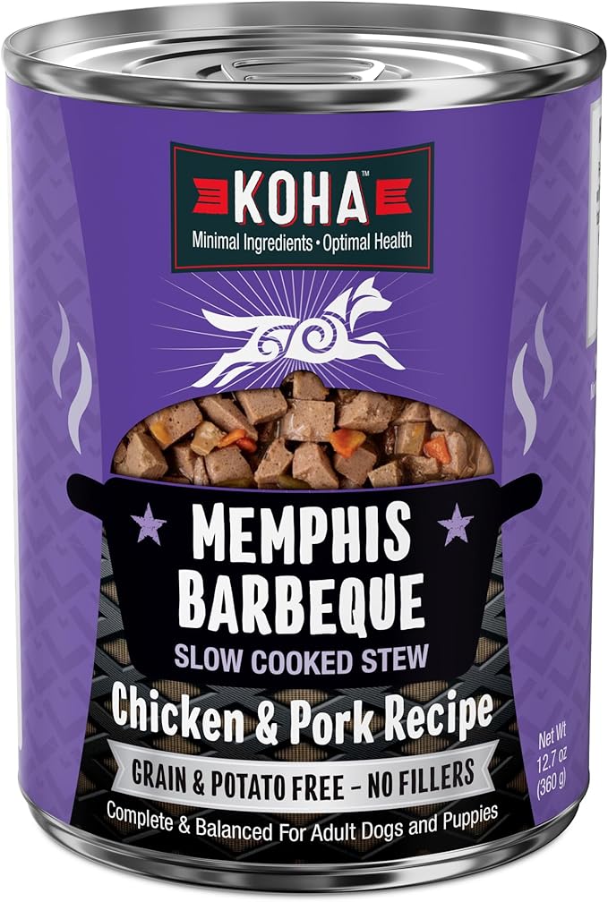KOHA Memphis BBQ Stew for Dogs with Chicken and Pork, High Protein Wet Dog Food, 12.7oz Cans (Case of 12)