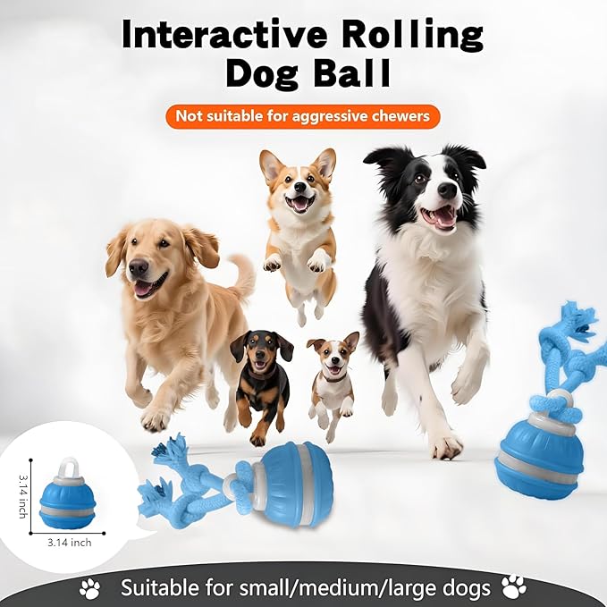 Interactive Dog Toys, Motion Activate Rolling Ball for Small Medium Large Dogs, Automatic Moving Toy, Interactive Dog Ball Stimulation Toy for Boredom Relief