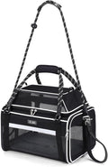 Lekereise Top Expandable Pet Carrier TSA Airline Approved Soft Sided Underseat Up to 12lbs Travel Carriers for Small Cats and Dogs with Convertable Dog Leash and Anti-Scratch Mesh