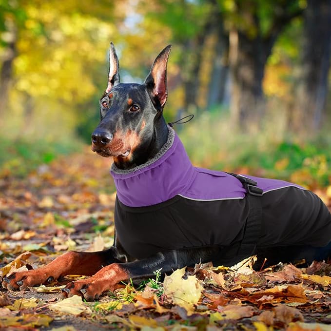 IDOMIK Dog Winter Coat, Reflective Waterproof Dog Jacket for Cold Weather, Warm Pet Coats for Small Medium Large Dogs, High Collar Doggy Fleece Snow Jacket, Winter Vest with Adjustable Buckle,3XL