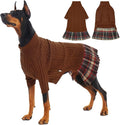 IECOii Girl XXL Dog Sweater Dress, Cozy Cable Knit Dog Sweater for Large Dogs Girl, Caramel,XXLarge, 2XL Pet Pullover Knitted Dress for Winter, Turleneck with Sleeve, Warm Sweaters for Female Pitbull