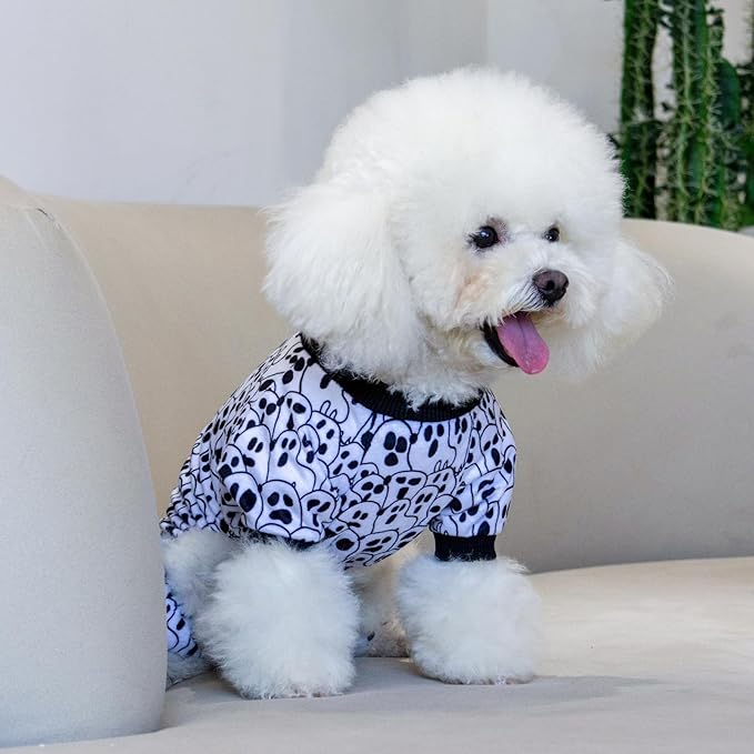 CuteBone Small Dogs Outfit Soft Puppy Onesies Pjs Halloween Dog Pajamas Pet Coat Cat Apparel Comfy Doggie Jumpsuit Bodysuit for All Seasons P300L