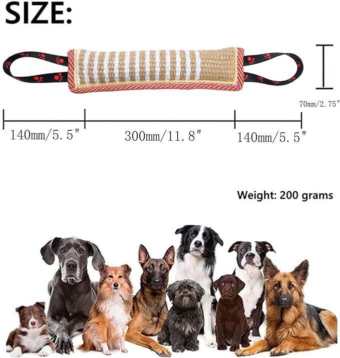 Clysoru Dog Tug Toy Dog Tough Jute Bite Pillow Lasting Training Equipment Puppy to Large Dogs Interactive Toy for Large Dogs and Small Dogs