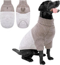 Queenmore Pullover XL Dog Sweater,Classic Turtleneck Warm Pet Sweater with Leash Hole for Dog Girls Boys,Winter Knitwear Clothes for Dachshund,Corgi,French Bulldog(Khaki,XL)