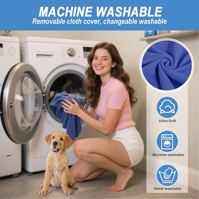 Bestio Cat Heating Pad，16 in Heated Cat Bed for Newborn Kittens and Puppies, with Smart Thermostat Switch (1-24 Hours) + Electric Steel Wire Protection Tube -Blue