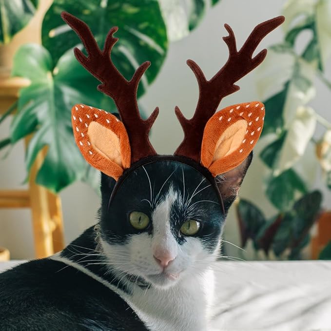Christmas Halloween Pet Headband for Dog Cat Pet Elastic Band Adjustable,Costume Accessory for Cats and Kittens Comfortable Non-deformable for Holiday Season and Photography - Size L