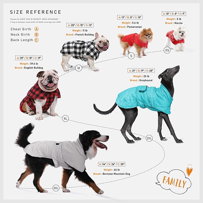 PAWZ Road Dog Winter Coat with 5 Layers Warm Material, Reversible Dog Clothes with 2 Sides, Dog Jacket Outdoor Water Repellent, (Light Beige Plaid M)
