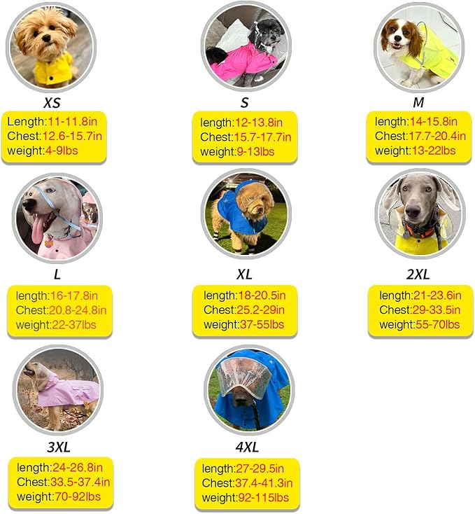 Dog Raincoat Waterproof Rain Poncho with Hoodie, High Reflective Adjustable Pet Rain Jacket with Leash Hole for Small Medium and Large Dogs (Fluorescent Green, Medium)