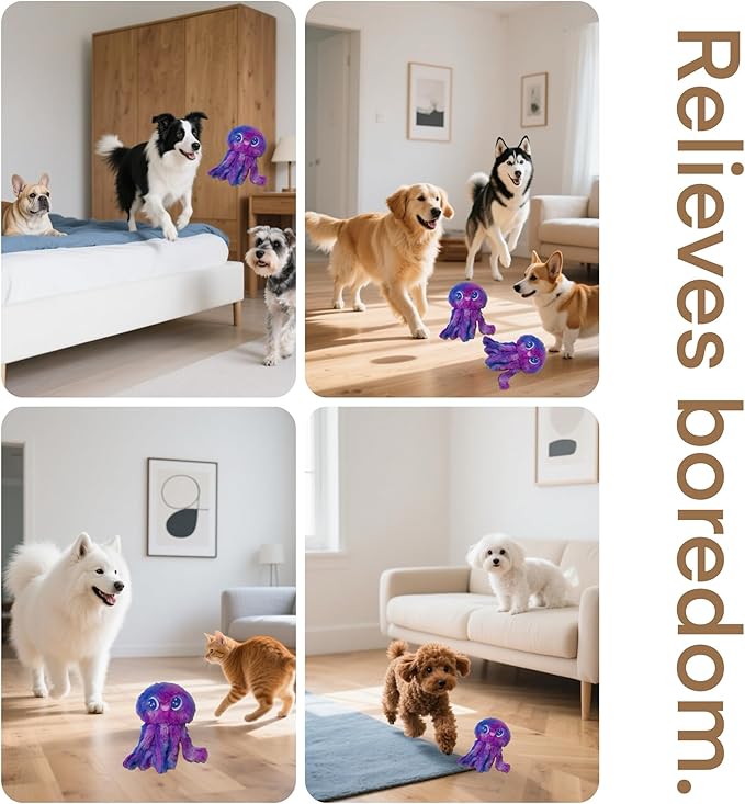 Clairooo Squeaky Dog Toys, Colorful Crinkle Octopus, Plush Dog Toys for Chewing, Interactive, Soft Fabric for Small, Medium & Large Dogs, Daily Companionship, Training Reward, (Yellow)