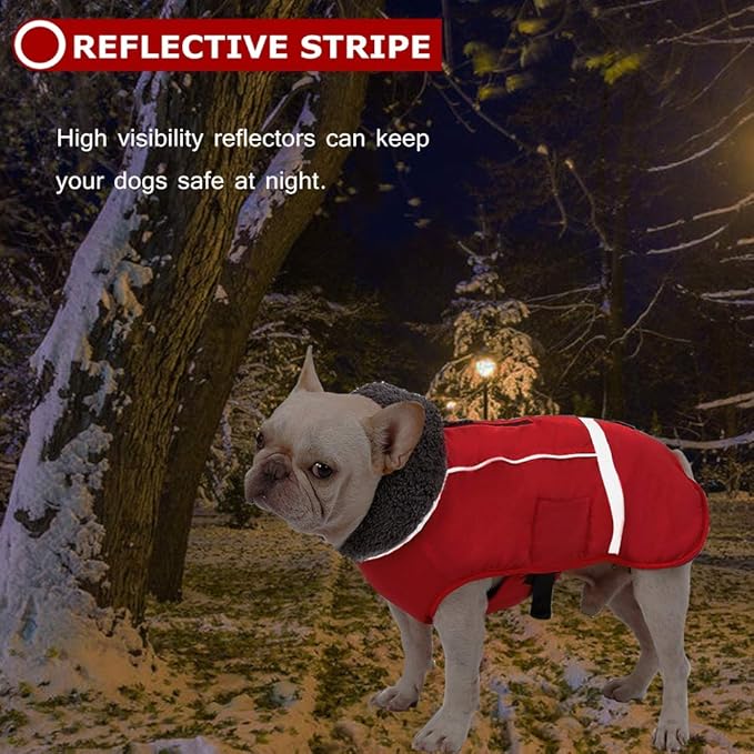 Warm Dog Coat Reflective Winter Jacket, Waterproof Windproof Dog Turtleneck Clothes for Cold Weather, Thicken Fleece Lining Pet Outfit, Adjustable Pet Vest Apparel for Small Medium Large Dogs X-Large