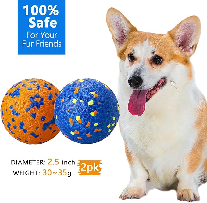 2Pcs Super Bouncy Dog Balls, Fun Indestructible Tennis Balls for Aggressive Chewers, Durable Floating Fetch Toys for Small Dogs with Lifetime Replacement