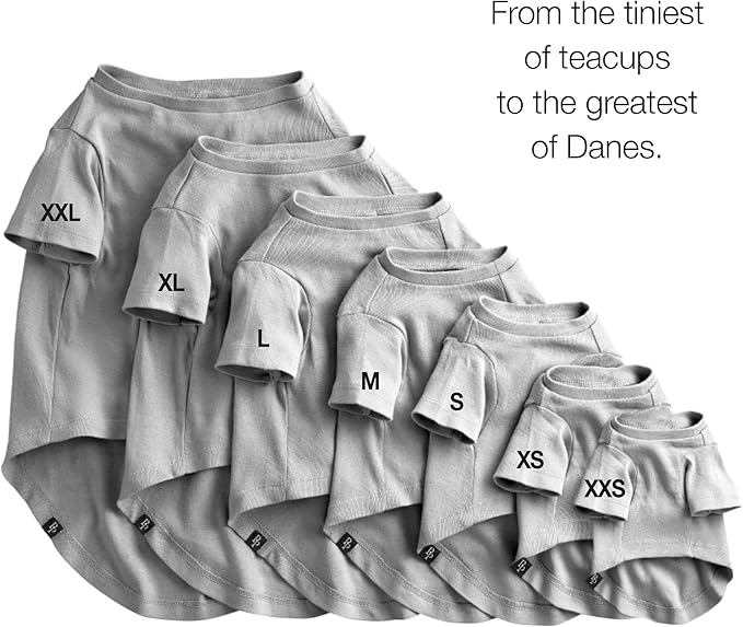 Toby II - The Perfect Tee, 3 Pack Short Sleeve Pet T-Shirt 100% Organic Cotton Tees Clothes for Small, Medium, Large Dogs, Gray Ombre, Small