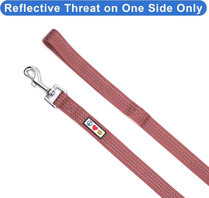 Pawtitas 6 FT Pet Puppy Leash Reflective Dog Leash Comfortable Handle Highly Reflective Threads Heavy Duty Dog Training Leash Available as a 6 ft Small Dog Marsala Leash