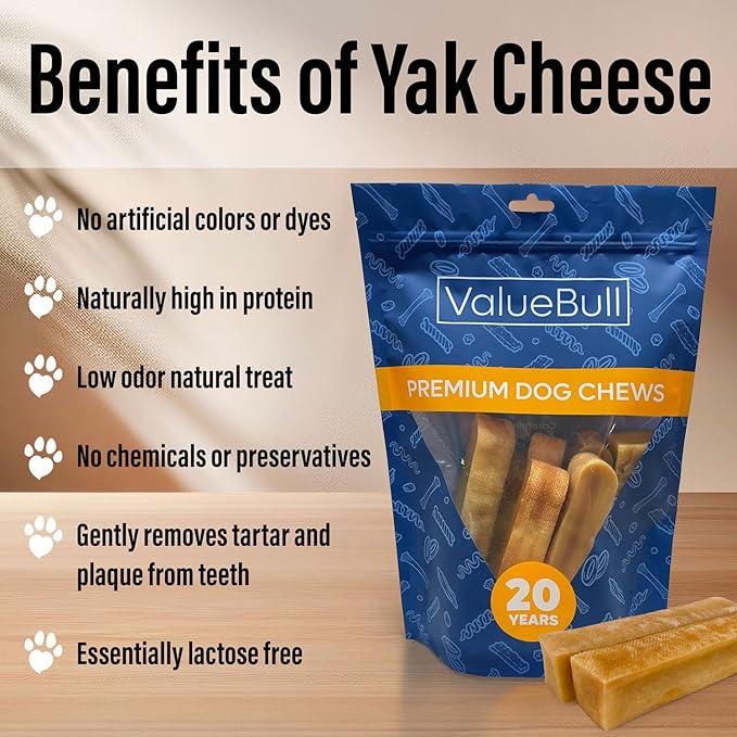 ValueBull Himalayan Yak Cheese Dog Chews, Small, 25 ct - Long Lasting for Aggressive Chewers, All Natural, Healthy & Safe, Low Odor Nepal Yak Milk Chews