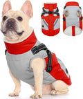 FUAMEY Dog Winter Jackets for Small Dogs,Dog Coat with Harness Built in,Waterproof Dogs Snowsuits Warm Pet Jacket Zip Up Fleece Cold Weather Coats Reflective Puppy Vest with Pocket Red XS