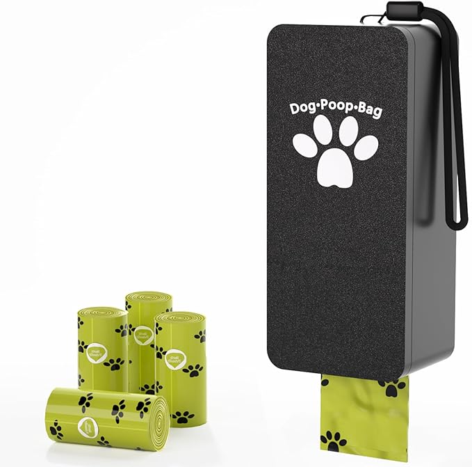 Dog Poop Bag Dispenser, Wall Mounted Dog Poop Bag Holder, Pet Waste Bag Dispenser Indoor ＆ Outdoor, Includes 60 Bags