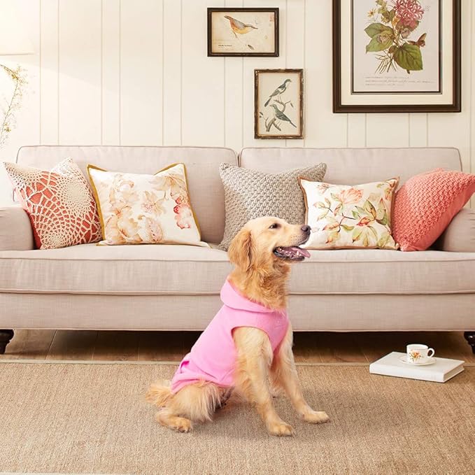 EXPAWLORER Dog Hoodie Fleece Sweater Vest, Hooded Dog Sweatshirt Fall Winter Pet Clothes with Leash Hole, Sleeveless Warm Cozy Puppy Clothing for Cat Small Medium Large Dogs Girl Boy, Pink XL