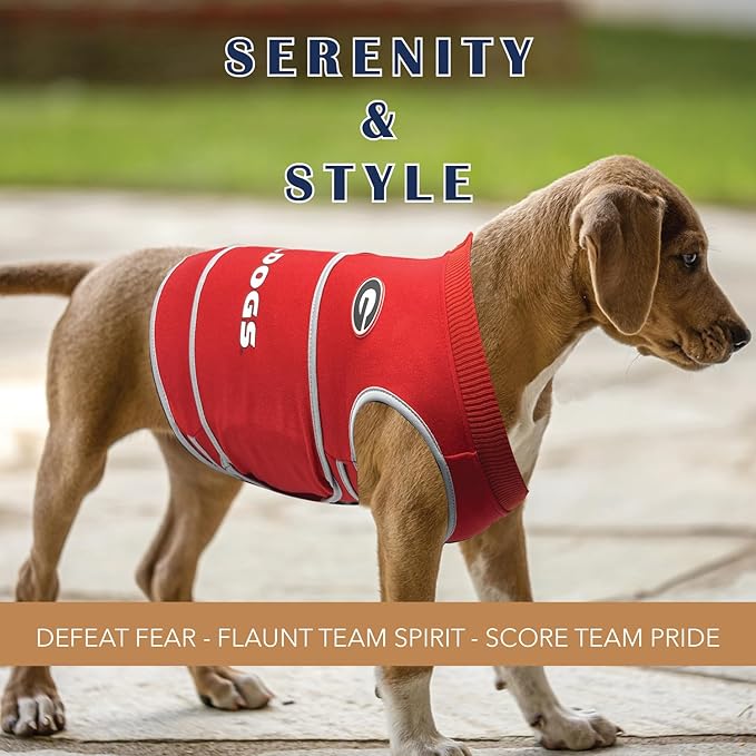 NCAA Georgia Bulldogs Dog Anxiety Calming Shirt Soothing Vest, for Dogs/Cats with Anxiety, Fears, Fireworks, Loud Noises, Dark, Lonely Keeps Dogs Calm & Feeling Safe, Relaxing Jacket, Large