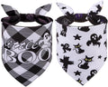 SCENEREAL Halloween Dog Bandanas 2 Pack, Puppy Fall Triangle Bibs Handkerchief Ghost Black Cat, Reversible Holiday Dog Bandana for Boy and Girl, Premium Pet Scarf for Small Medium Large Dogs L