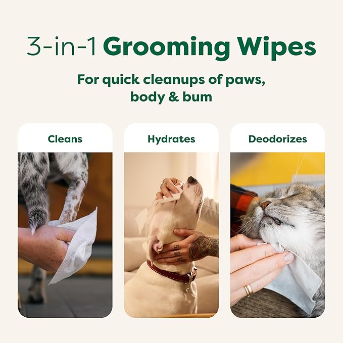 Earth Rated Pet Wipes for Dogs and Cats, Hypoallergenic, 3-in-1 Cleaning, Deodorizing and Hydrating, for Grooming Paws, Body and Butt, New White Tea and Basil Scent, 400 Count