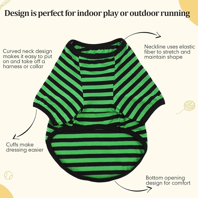 Geyoga 6 Pieces Dog Striped T-Shirt Cotton Breathable Pet Apparel Colorful Puppy Sweatshirt Clothes for Small to Medium Dogs Puppy(Dark Color,M)