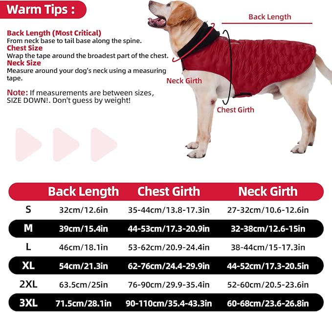 Nanaki Warm Dog Puffer Jacket with Hood-Soft Reflective Dog Coat for Medium Dogs Cold Weather,Lightweight Windproof Snowproof Puffer Vest for Outdoor Walking Hiking, Adjustable Snowsuit Easy On,Red